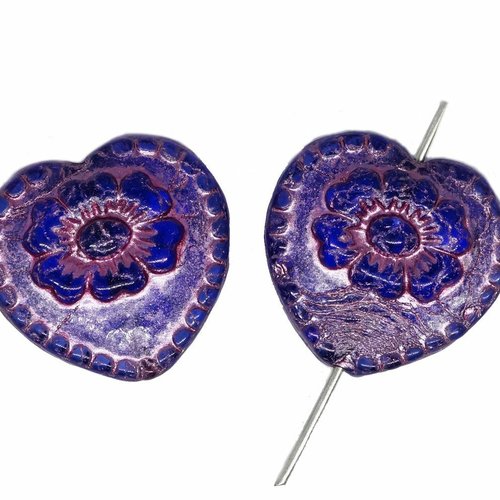 4 pièces cristal bleu métallisé rose patine saint valentin coeur de mariage avec perles coeur verre  sku-618872