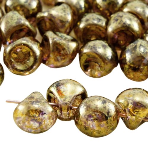 12pcs picasso cristal violet brun sénégal gros champignon bouton de verre tchèque perles 9mm x 8mm sku-32140