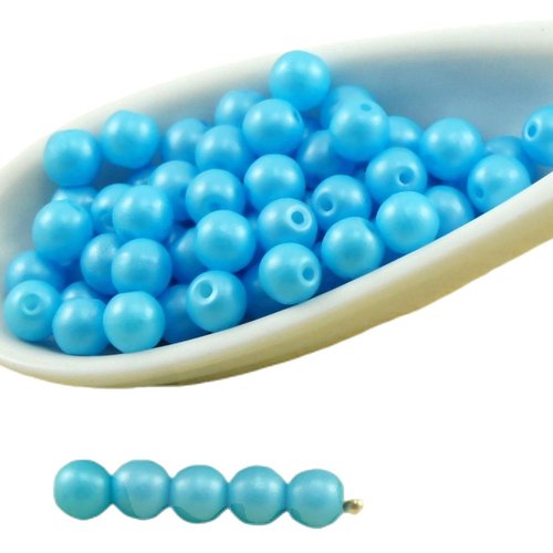 100pcs perles brillent aqua light bleu turquoise ronde druk verre tchèque pressé de petite entretois sku-31777