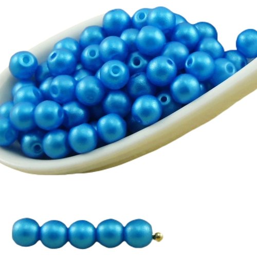 100pcs perles brillent bleu azur tour druk verre tchèque pressé de petite entretoise 4mm sku-31778