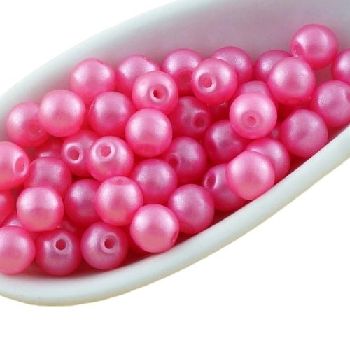 100pcs perles brillent valentine rose ronde druk verre tchèque pressé de petite entretoise 4mm sku-31057