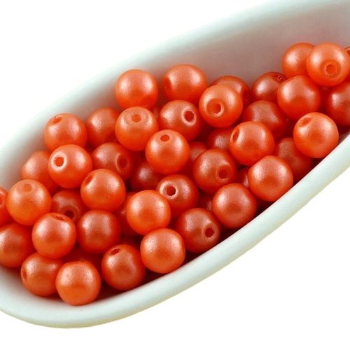 100pcs perles brillent rouge corail rond druk verre tchèque pressé de petite entretoise 4mm sku-31061