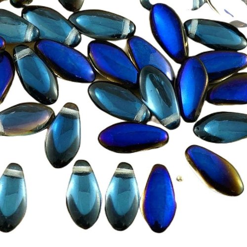 30pcs cristal bleu azur de la moitié lustre verre tchèque poignard perles plat feuille pétales 6mm x sku-30781