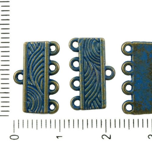 20pcs bronze antique tons de bleu patine lavage multi-trous connecteurs rectangle bars lustre pendan sku-37100