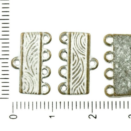 20pcs bronze antique ton argent mat patine de lavage multi-trous connecteurs rectangle bars lustre p sku-37104