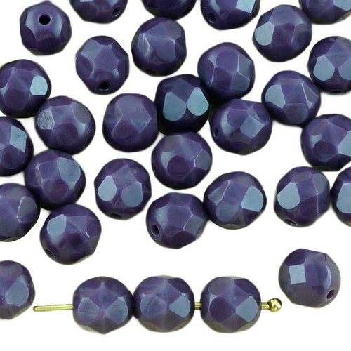 40pcs opaque soyeux violet améthyste ronde à facettes feu poli entretoise de verre tchèque perles 6m sku-33191
