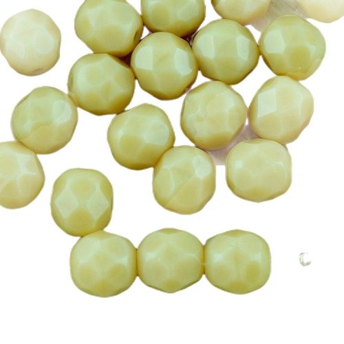 40pcs opaque beige marron ivoire ronde à facettes feu poli entretoise de verre tchèque perles 6mm sku-33196