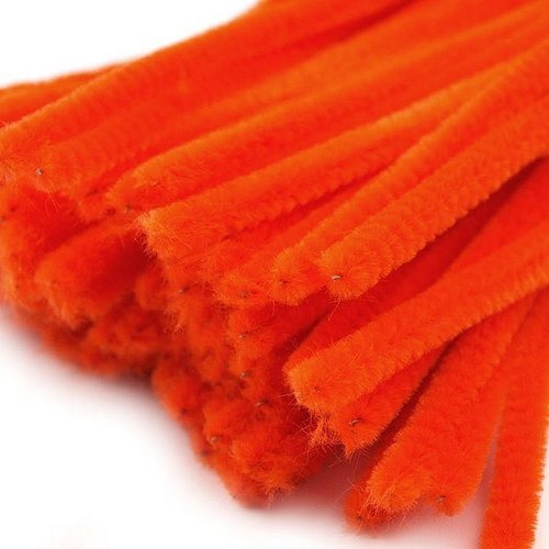 20pc orange néon floue chenille des fils bâtons 6mm longueur 30cm floristique rubans et câbles décor sku-134049