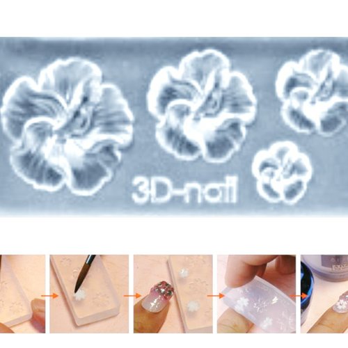 1pc transparent 4 hibiscus fleur hawaïenne silicone 3d mini moule pour l'art d'ongle de petit bricol sku-43517
