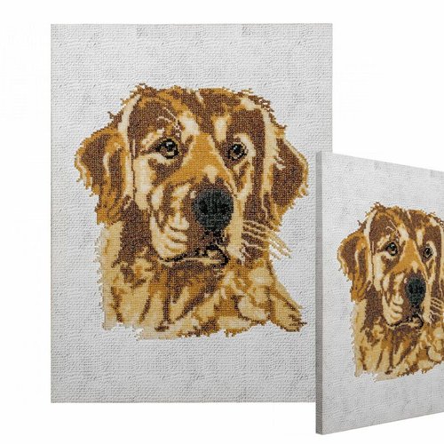 1pc golden retriever dog seed beads embroidery diy kit sur coton verre tchèque preciosa seed beaded  sku-540930