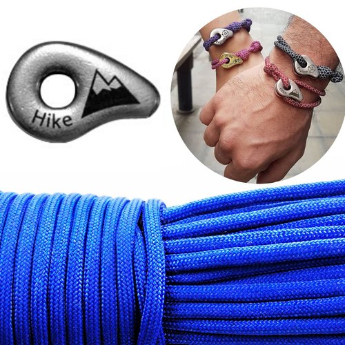 1 diy bracelet kraftika bleu randonnée 999 argent antique plaqué métal zamak paracord des survie mes sku-259937