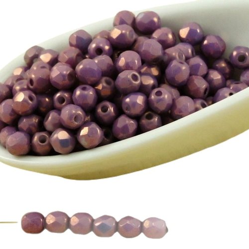 100pcs craie vega violet lustre rond à facettes feu poli verre tchèque perles de petite entretoise 3 sku-31871
