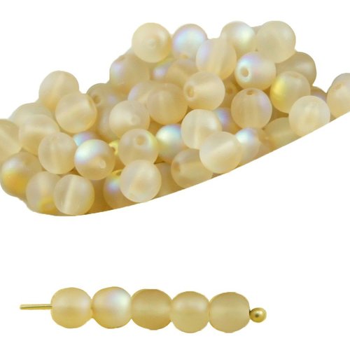 100pcs mat cristal jaune citron arc-en-ciel ronde druk verre tchèque pressé perles de petite entreto sku-31760