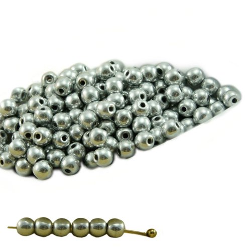 100pcs metallic silver-labrador tour complet druk entretoise de semences verre tchèque perles 3mm sku-33846