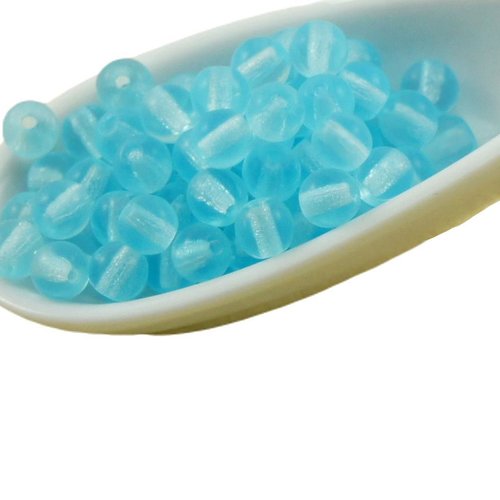 100pcs matte crystal aqua aigue-marine bleu givré rond druk verre tchèque pressé perles de petite en sku-31821