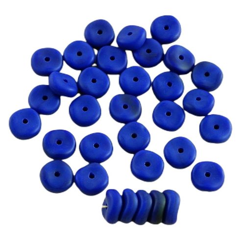 20pcs mat profond bleu nuit agité plat rond de disque un trou verre tchèque perles rondelle 8mm sku-30080