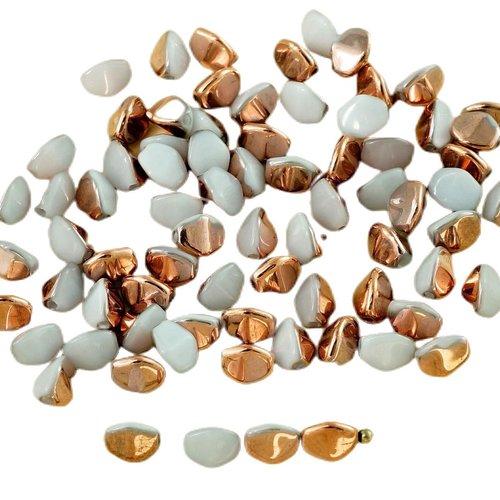 60pcs albâtre blanc capri gold demi-pincée tchèque perles de verre 5mm sku-28489