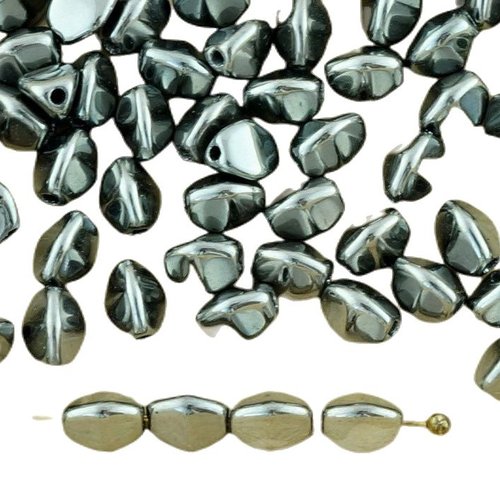 60pcs metallic dark silver chrome complet pincée bicone à facettes entretoise tchèque perles de verr sku-34419