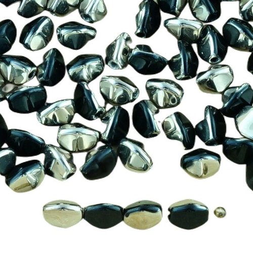 60pcs opaque noir argent demi-pincée bicone à facettes entretoise tchèque perles de verre 5mm sku-34420