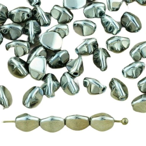 60pcs métallique pleine argentiques d'argent pincée bicone à facettes entretoise tchèque perles de v sku-34421