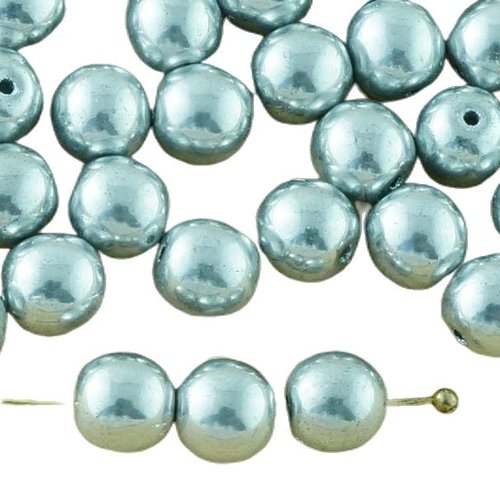 40pcs metallic silver-labrador tour complet druk entretoise de semences verre tchèque perles 6mm sku-33694