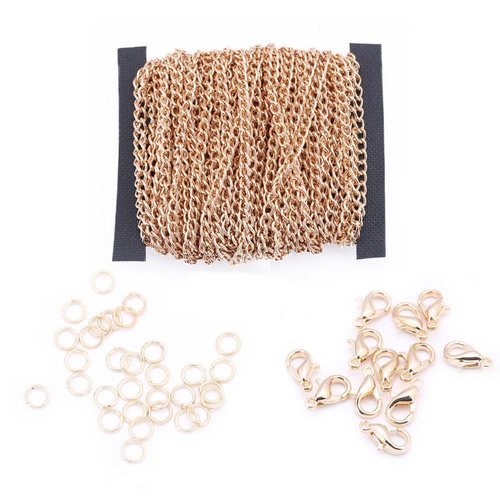 12m 13 12yrd gold set coat jewelry making metal finding oval link chain lobster jump ring bronze 3.5 sku-270115