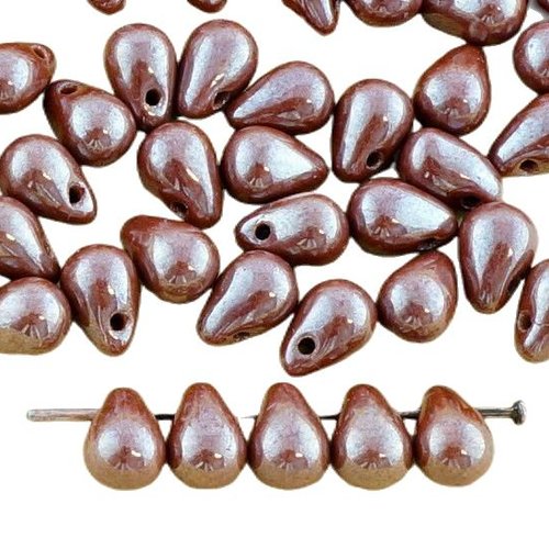 40pcs opaque brun éclat d'une larme petite de verre tchèque perles 4 mm x 6 sku-35044
