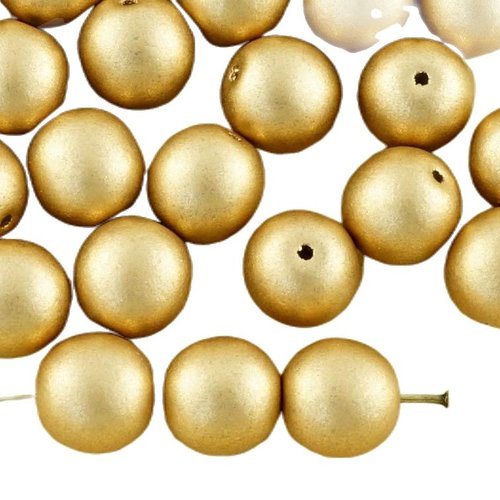 20pcs mat métallisé bronze pâle ronde en or druk entretoise de semences verre tchèque perles 8mm sku-33699