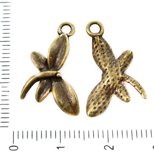 6pcs bronze antique ton libellule pendentifs charms tchèque métal conclusions 12mm x 23mm trou 2mm sku-39306