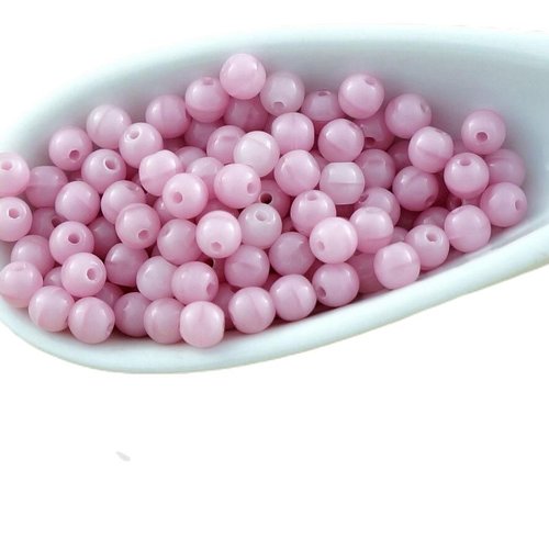 100pcs opaque valentine rose ronde verre tchèque perles de petit écarteur 3mm sku-28985