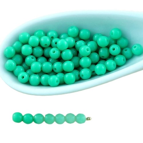 100pcs opaque turquoise green ronde verre tchèque perles de petit écarteur 3mm sku-28993