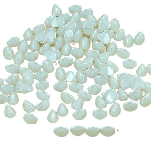 60pcs opaque lustre blanc pincée tchèque perles de verre 5mm sku-28511