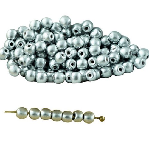 100pcs métallique mat aluminium argent verre tchèque perles de petit écarteur 3mm sku-29173