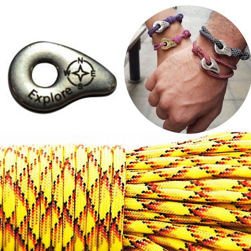 1 diy bracelet kraftika jaune rouge rayé explorer 999 argent antique plaqué métal zamak paracord des sku-259923