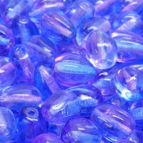 10pcs cristal alaska bleu violet perles de fruits en forme larme verre tchèques 11mm x 9mm sku-944977