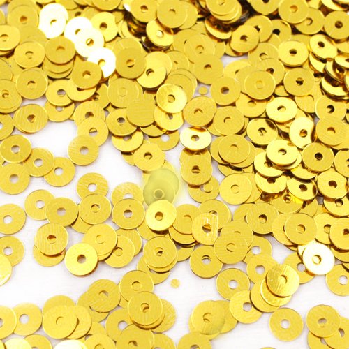 20g metallic or jaune rond plat paillettes confettis à coudre sur la broche de broderie 4mm trou 1mm sku-42022