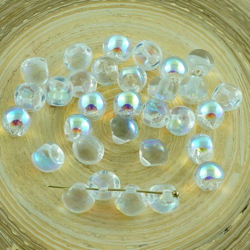 30pcs crystal ab champignon bouton de verre tchèque perles 6mm x 5mm sku-30339
