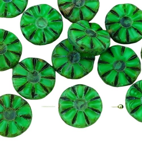 8pcs picasso marron soie vert émeraude opale de table fleurs coupées plat pièce verre tchèque perles sku-32961