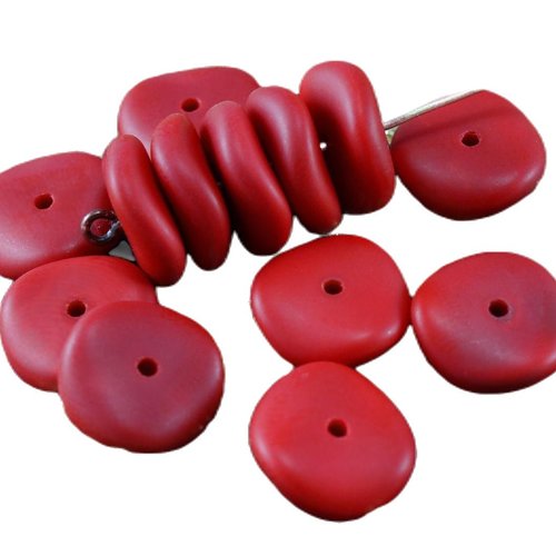 Nouvelle forme de 12pcs mat rouge tour disque un trou verre tchèque perles rondelle 12mm sku-25797