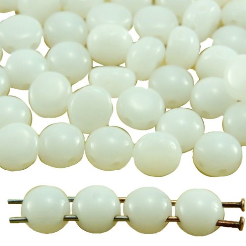 40pcs blanc albâtre opale preciosa bonbons ronds en forme de dôme 2 deux trou la pièce tissage verre sku-33857