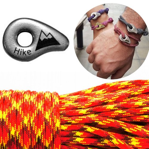 1 diy bracelet kraftika orange jaune randonnée 999 argent antique plaqué métal zamak paracord des su sku-259934