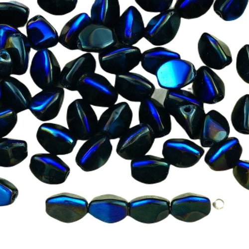 60pcs opaque jet noir bleu azur du lustre demi-pincée bicone à facettes entretoise tchèque perles de sku-34428
