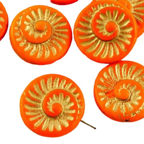 4pcs opaque la jacinthe d'orange mat or patine laver nautilus fossiles d'escargots en coquille d'amm sku-34939