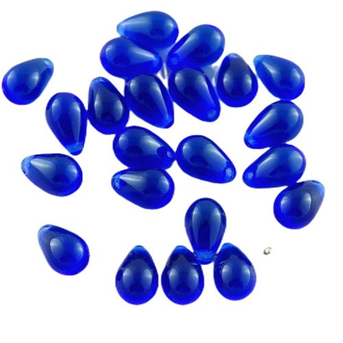 20pcs crystal dark bleu saphir clair verre tchèque en forme de larme billes 6 mm x 9 sku-28974
