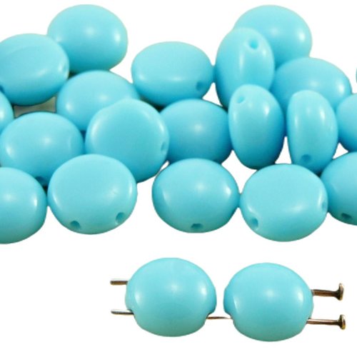 30pcs opaque turquoise bleu bébé preciosa bonbons ronds en forme de dôme 2 deux trou la pièce tissag sku-33584