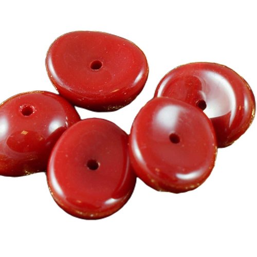 Opaque rouge bordeaux tchèque en verre ovale perle caps 8mm x 10mm 18pcs sku-18257