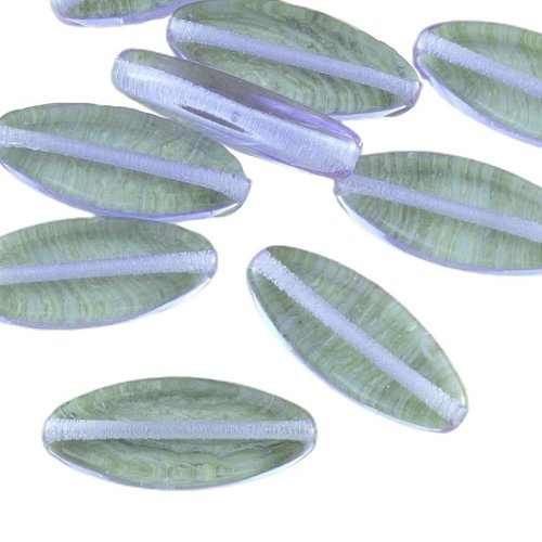 8pcs cristal alexandrite clair violet clair ovale et plate de pétales verre tchèque perles 9mm x 20m sku-33736
