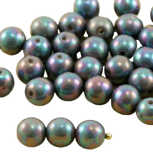 40pcs nébuleuse violet gris lustre rond druk verre tchèque pressé perles de 6mm sku-31950