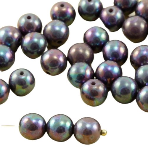 40pcs nébuleuse pourpre opaque ronde druk verre tchèque pressé perles de 6mm sku-31948
