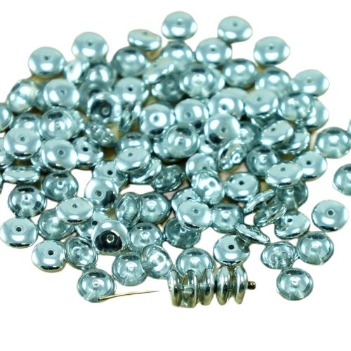 60pcs crystal metallic silver demi-verre tchèque disque rondelle perles solo plat espaceur un trou d sku-27368